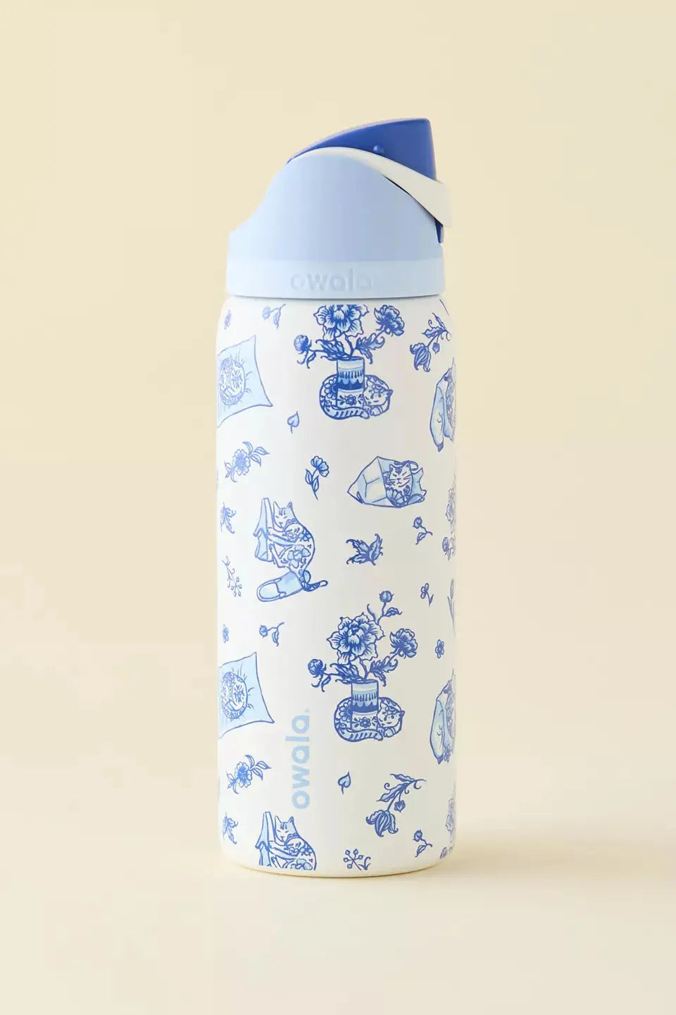 Owala UO Exclusive Delft Cat Print FreeSip 32 oz Water Bottle Ovvala